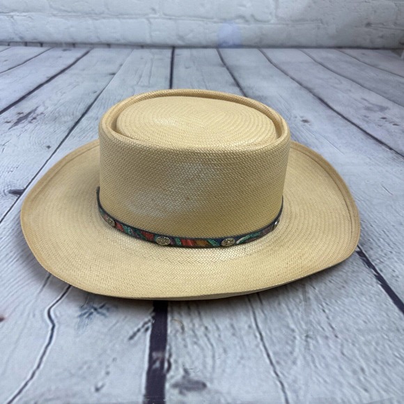 Resistol Fandango Vinylcote Men’s Cream Oval Cowboy Western Straw Hat Sz 7 - Picture 7 of 13